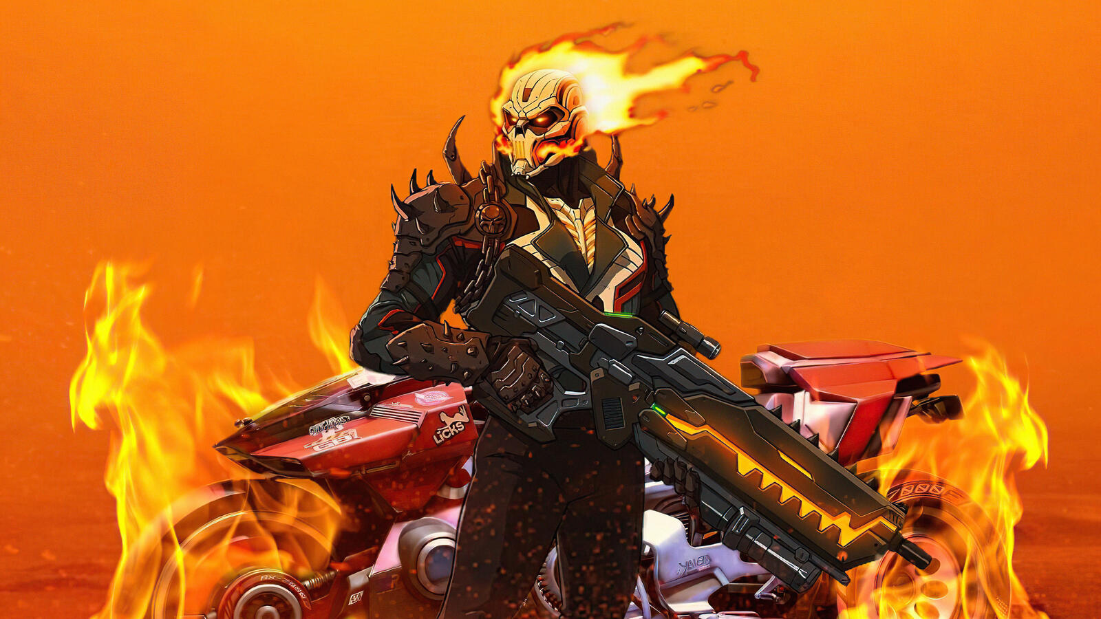 Wallpapers ghost rider weapons artwork on the desktop