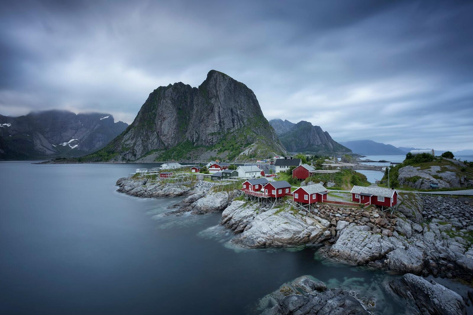 Обои Норвегия пейзажи красные дома на рабочий стол
