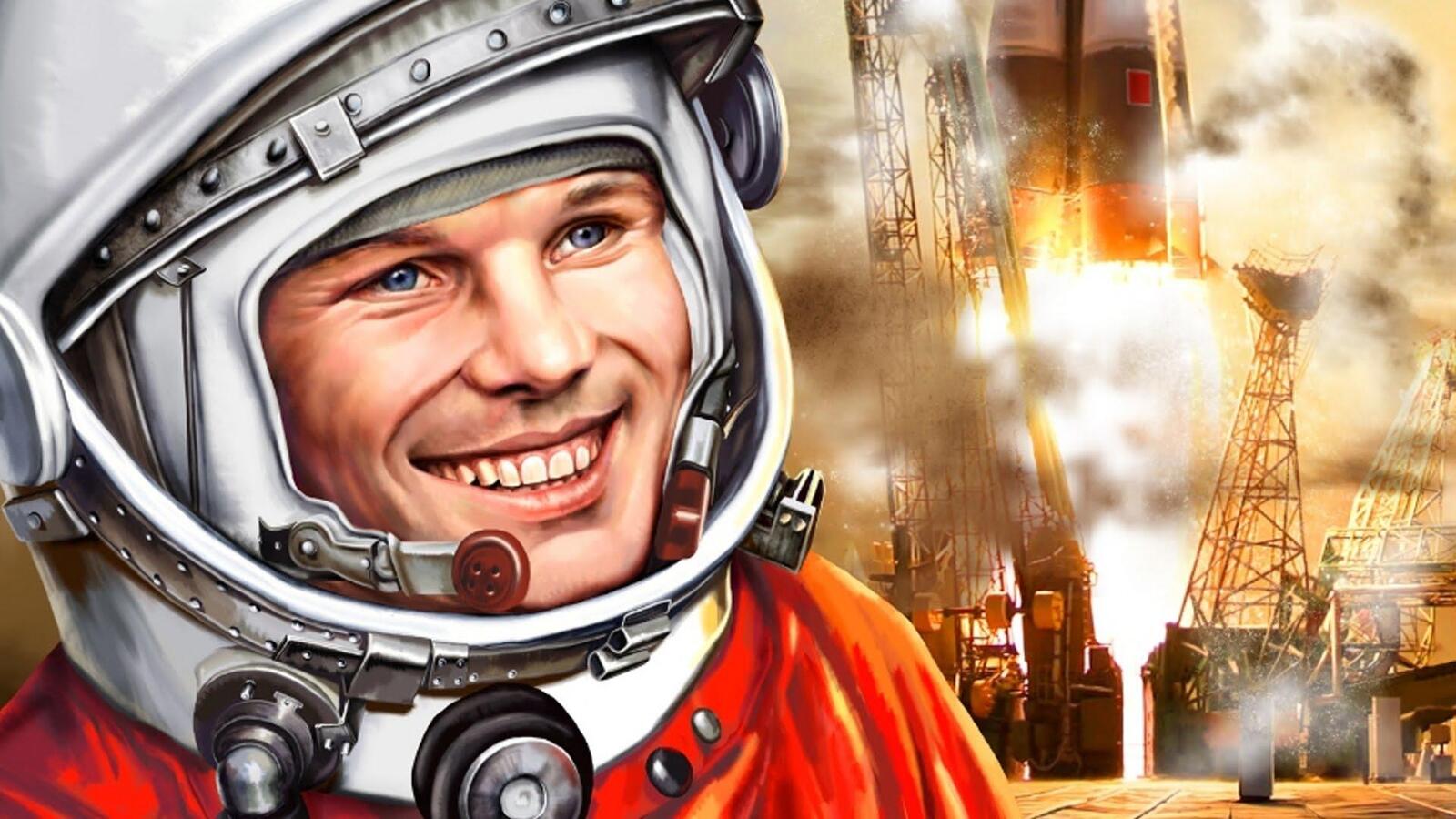 Обои Юрий Гагарин человек космонавт на рабочий стол