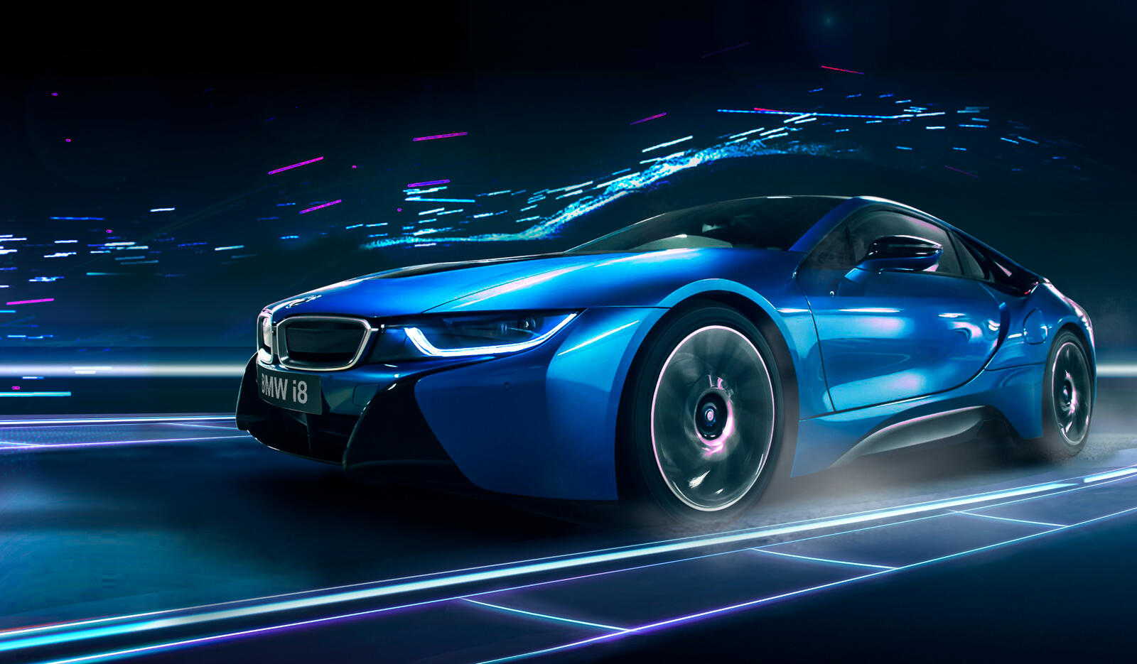 Wallpapers BMW I8 blue electric vehicle on the desktop