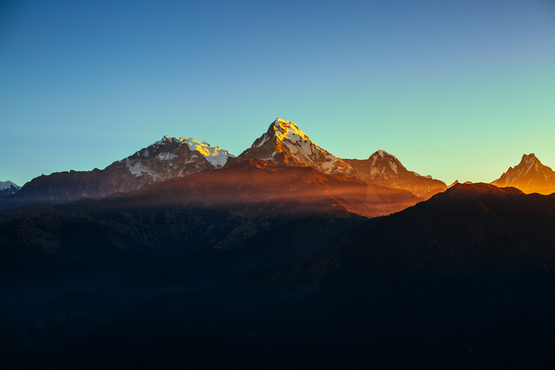 Обои горы Непал закат на рабочий стол
