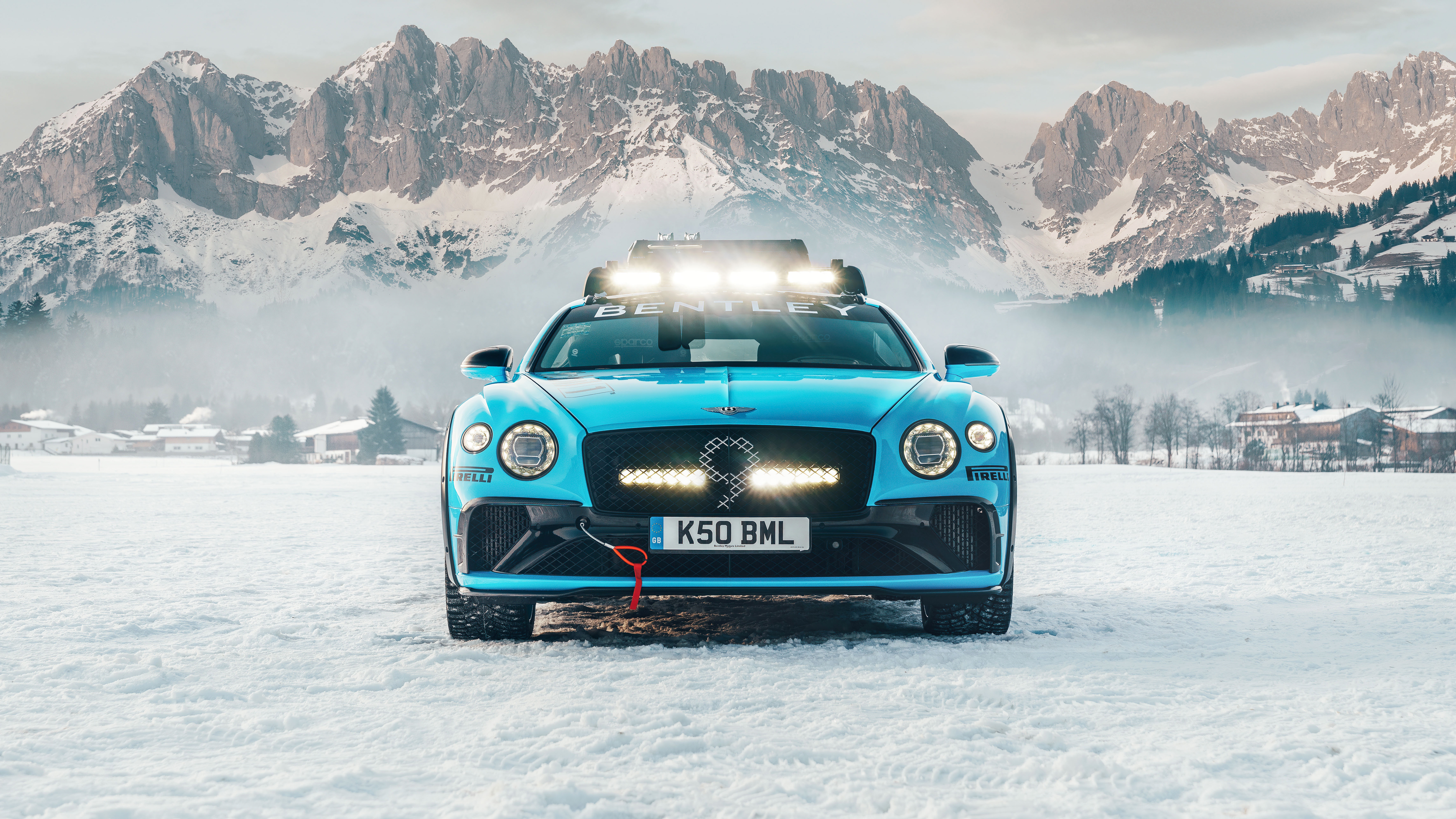 Wallpapers snow mountains Bentley Continental GT on the desktop