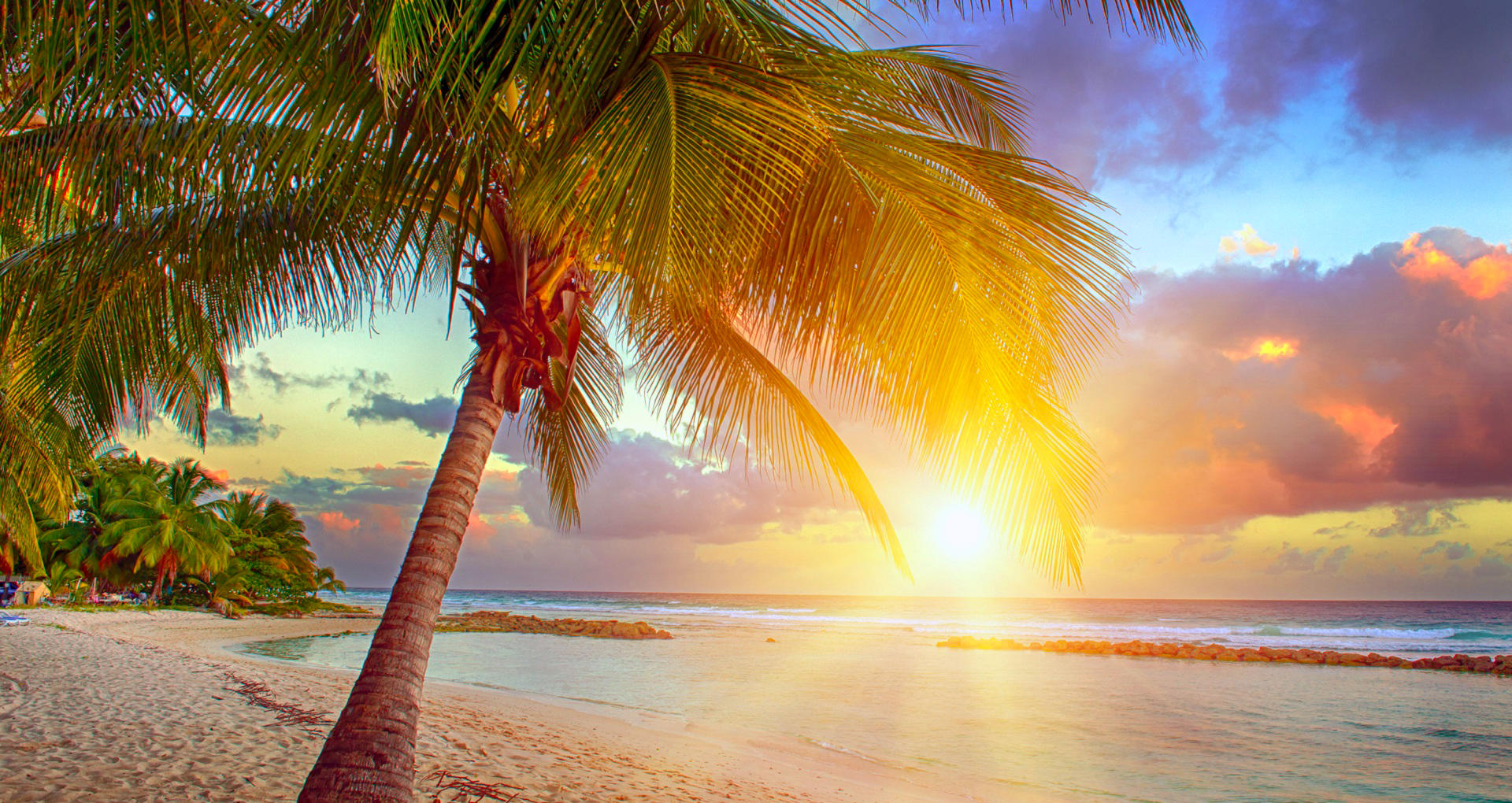 Обои тропики солнечный свет вид с берега - бесплатные картинки на Fonwall