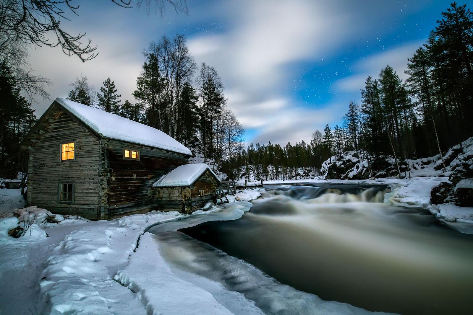 Обои Лапландия зима река на рабочий стол