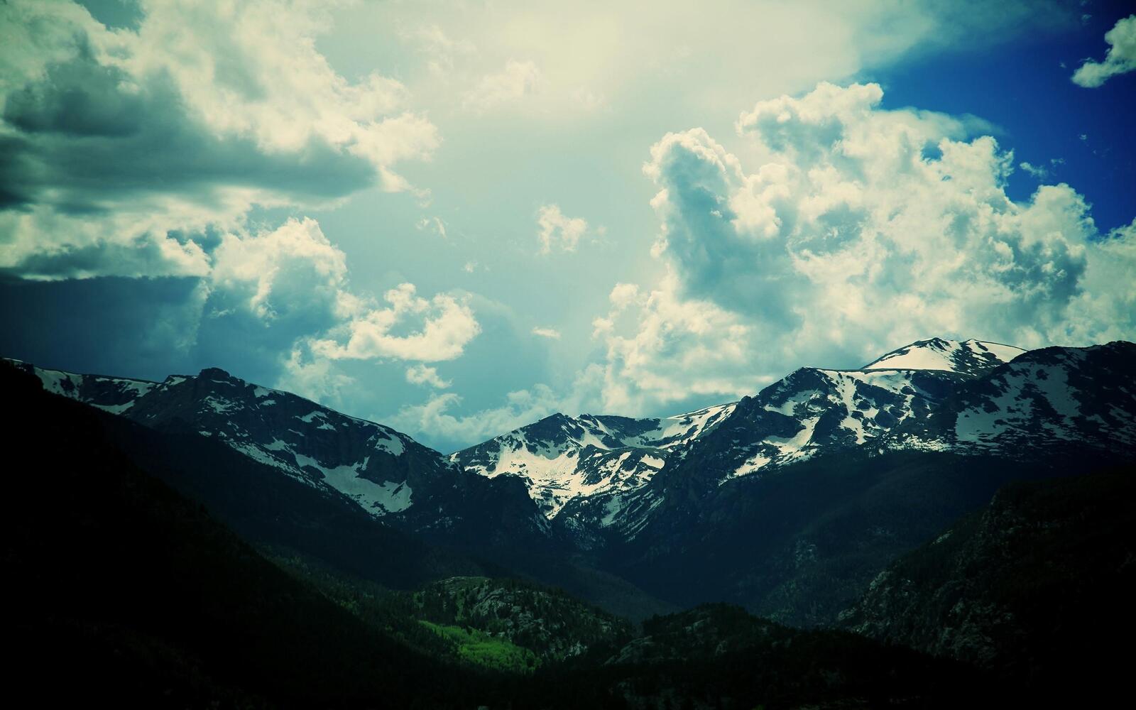 Wallpapers wallpaper mountains snowline clouds on the desktop