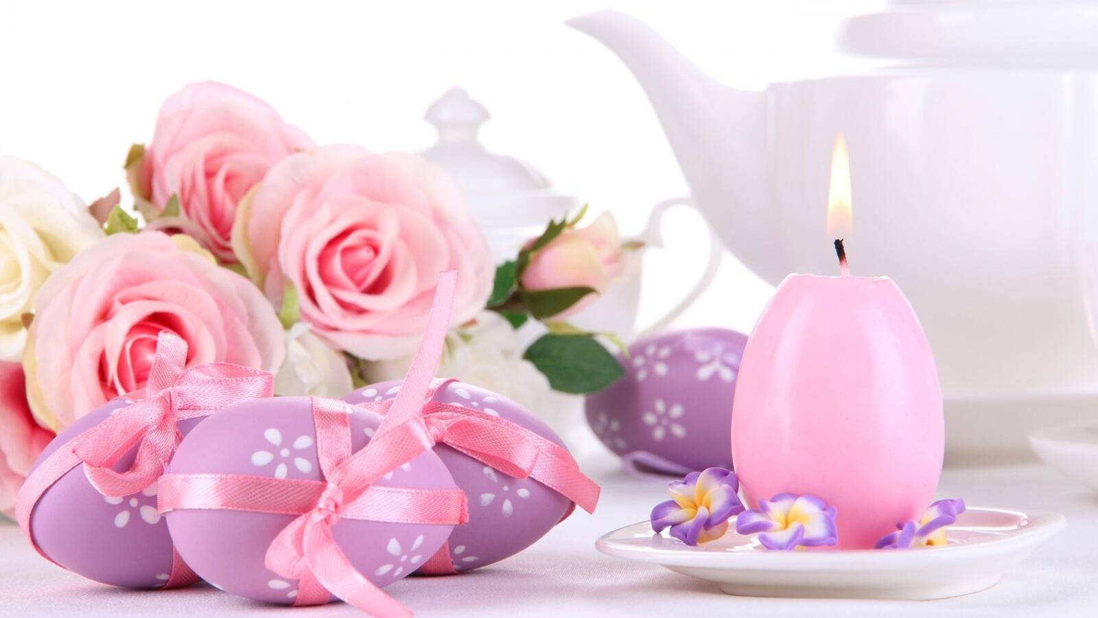桌面上的壁纸节日 彩蛋 粉红的花朵