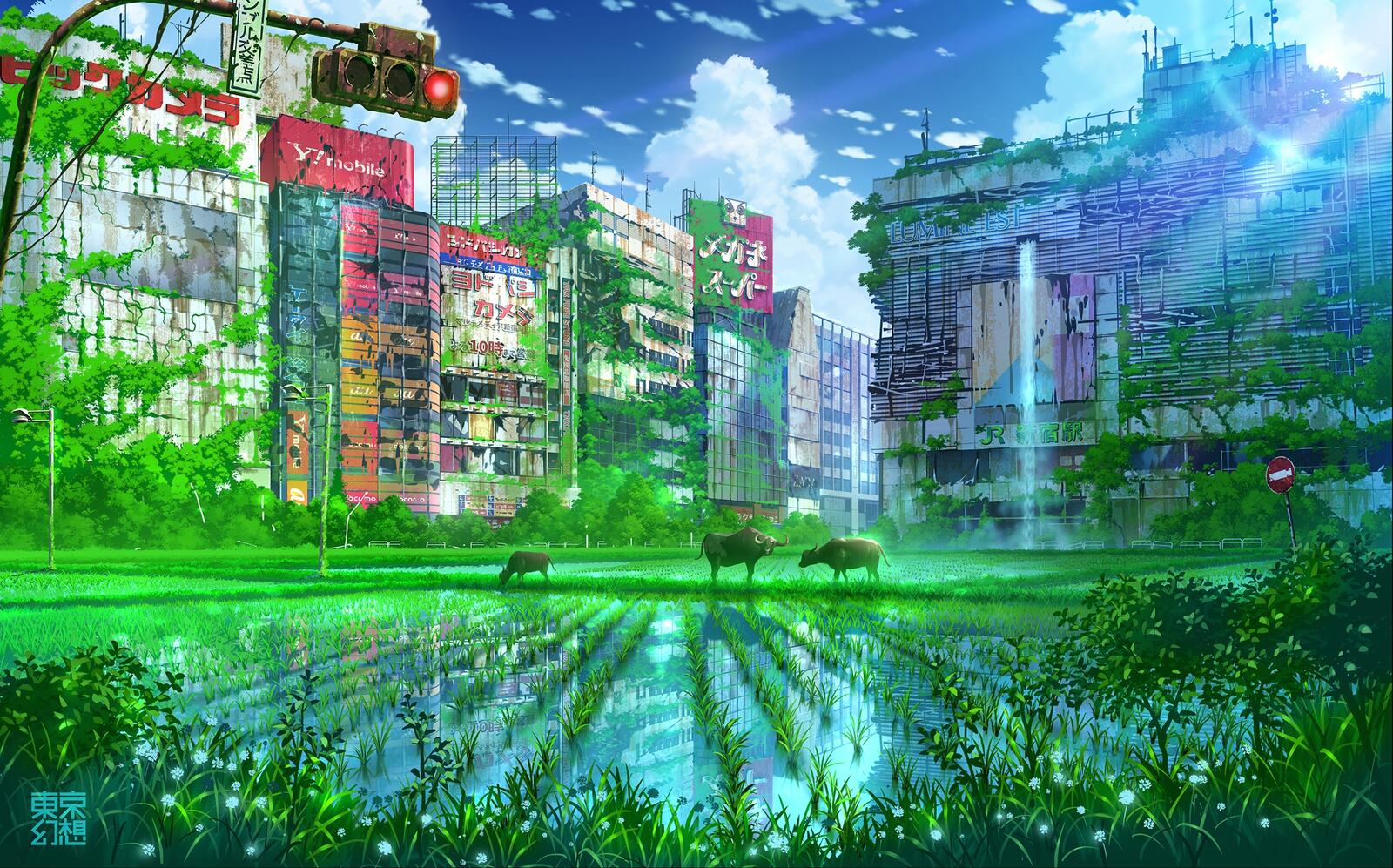 Wallpapers wallpaper anime apocalypse ruins green on the desktop