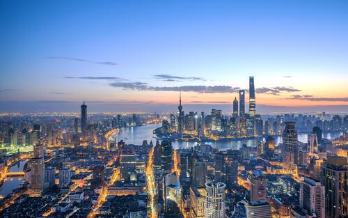 Панорама вечернего Шанхая