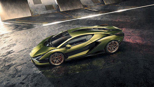 Lamborghini Sian красивого зеленого цвета