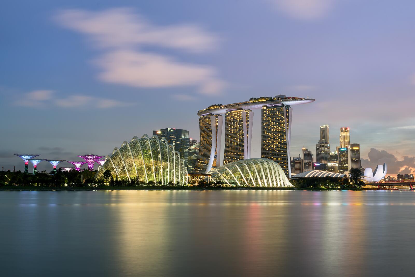 Обои сингапур небоскребы панорама на рабочий стол