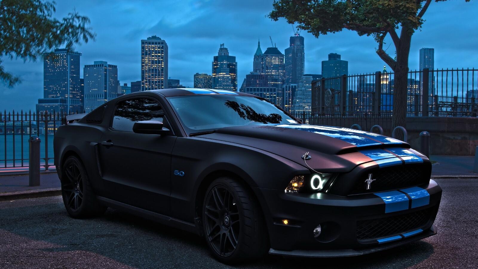 Бесплатное фото Ford Mustang в ночи