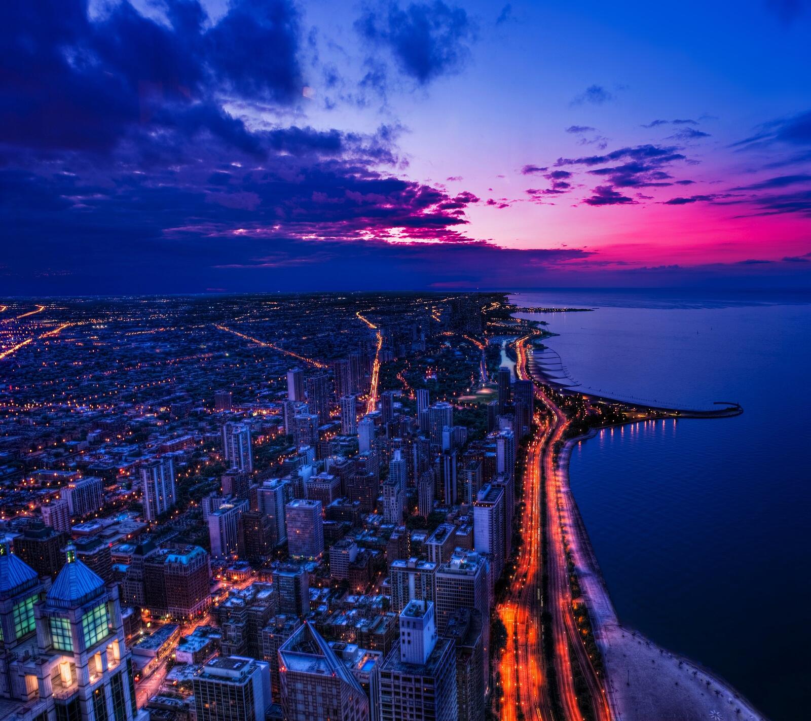 Обои фото с высоты Чикаго город на рабочий стол