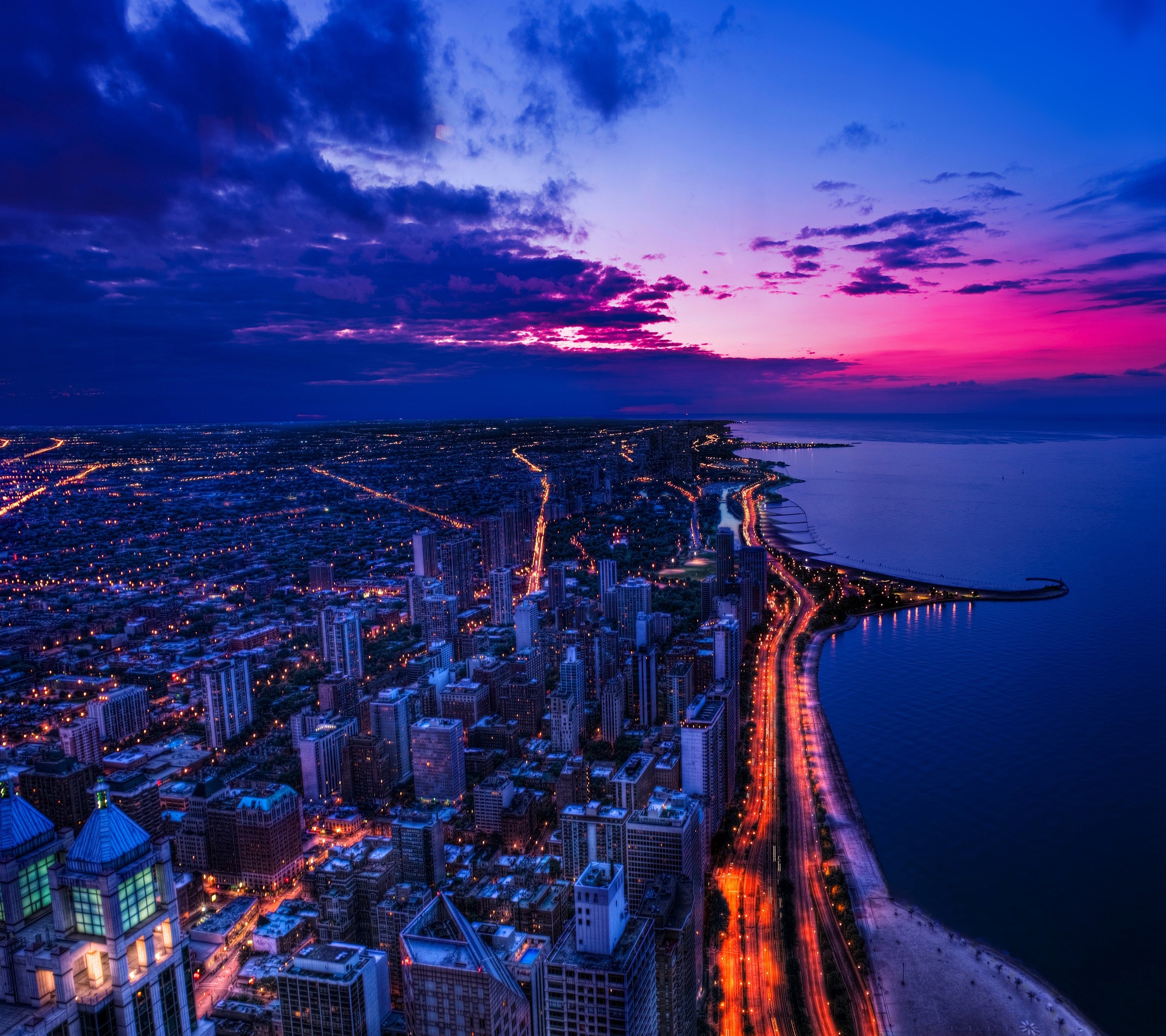 Wallpapers photo from a height Chicago city on the desktop