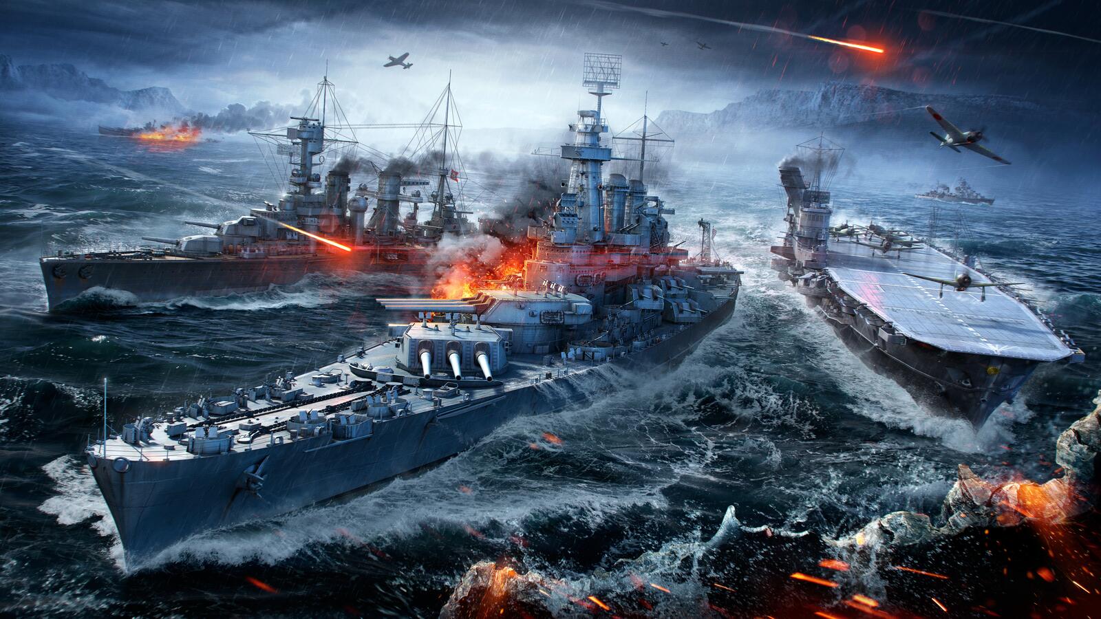 Обои мир боевых кораблей битвы морской на рабочий стол