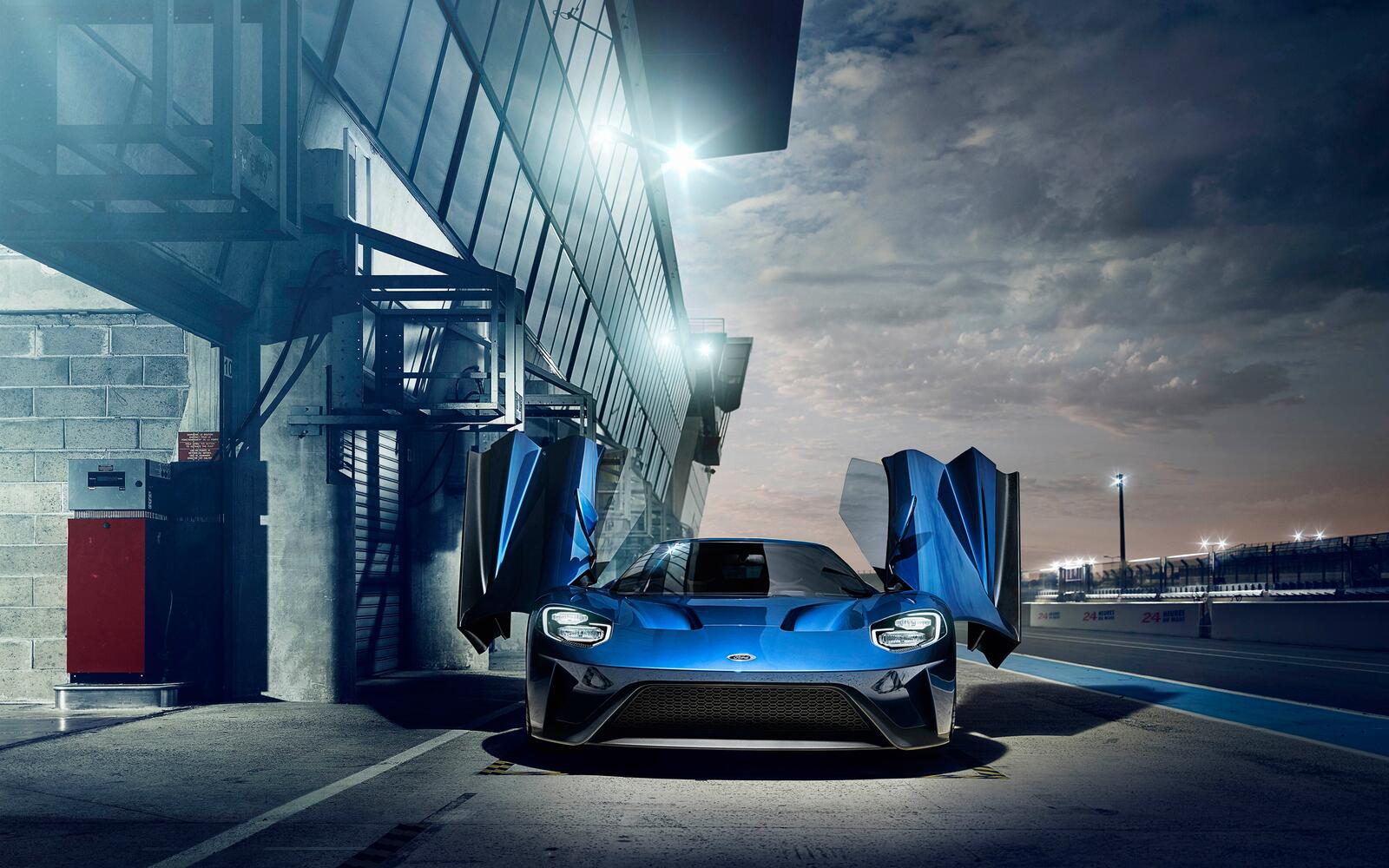 Wallpapers ford gt blue front view on the desktop