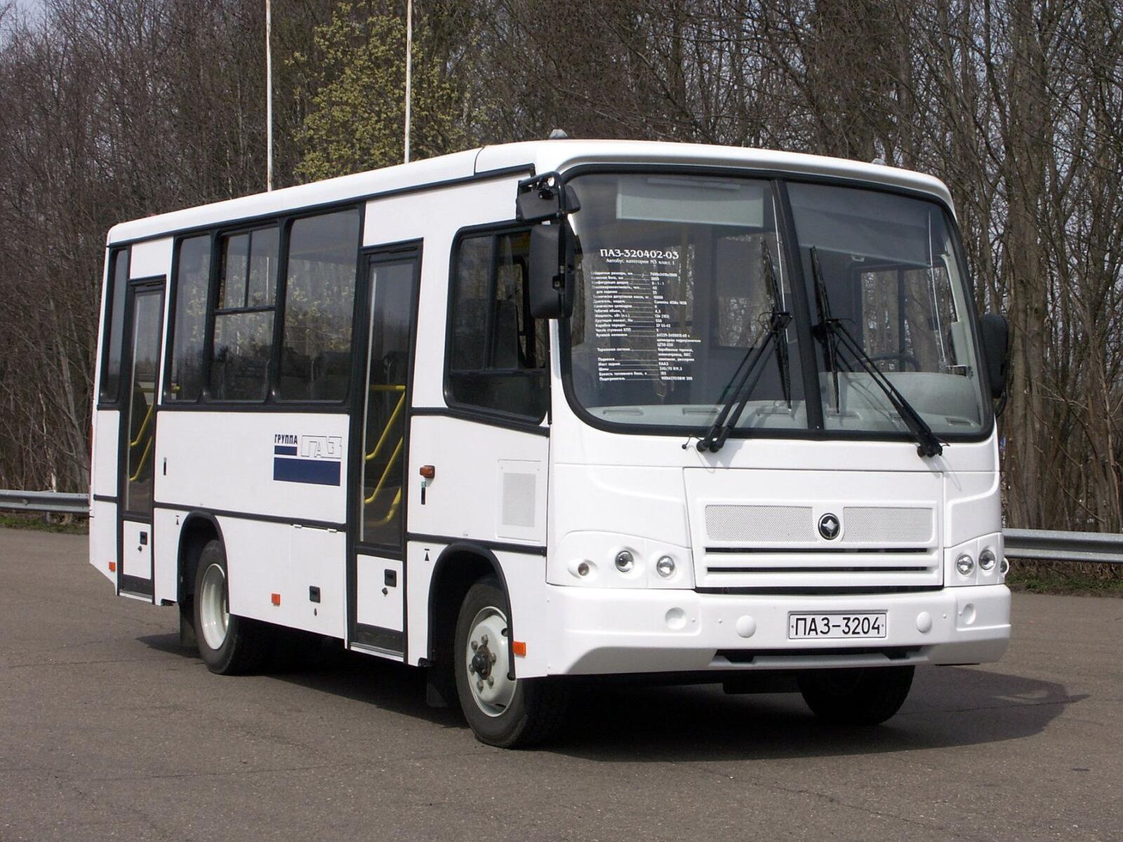 Обои ПАЗ- 3204 автобус белый на рабочий стол