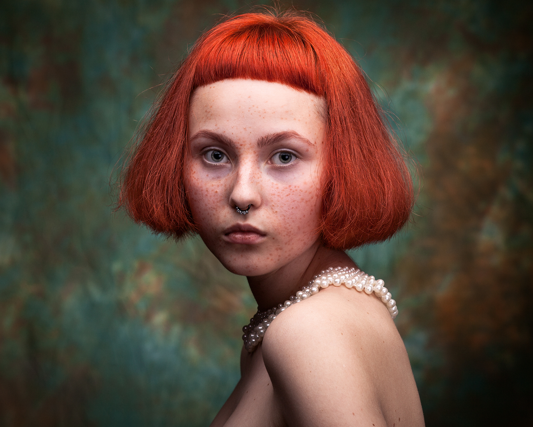 Wallpapers red hair short hair portrait on the desktop