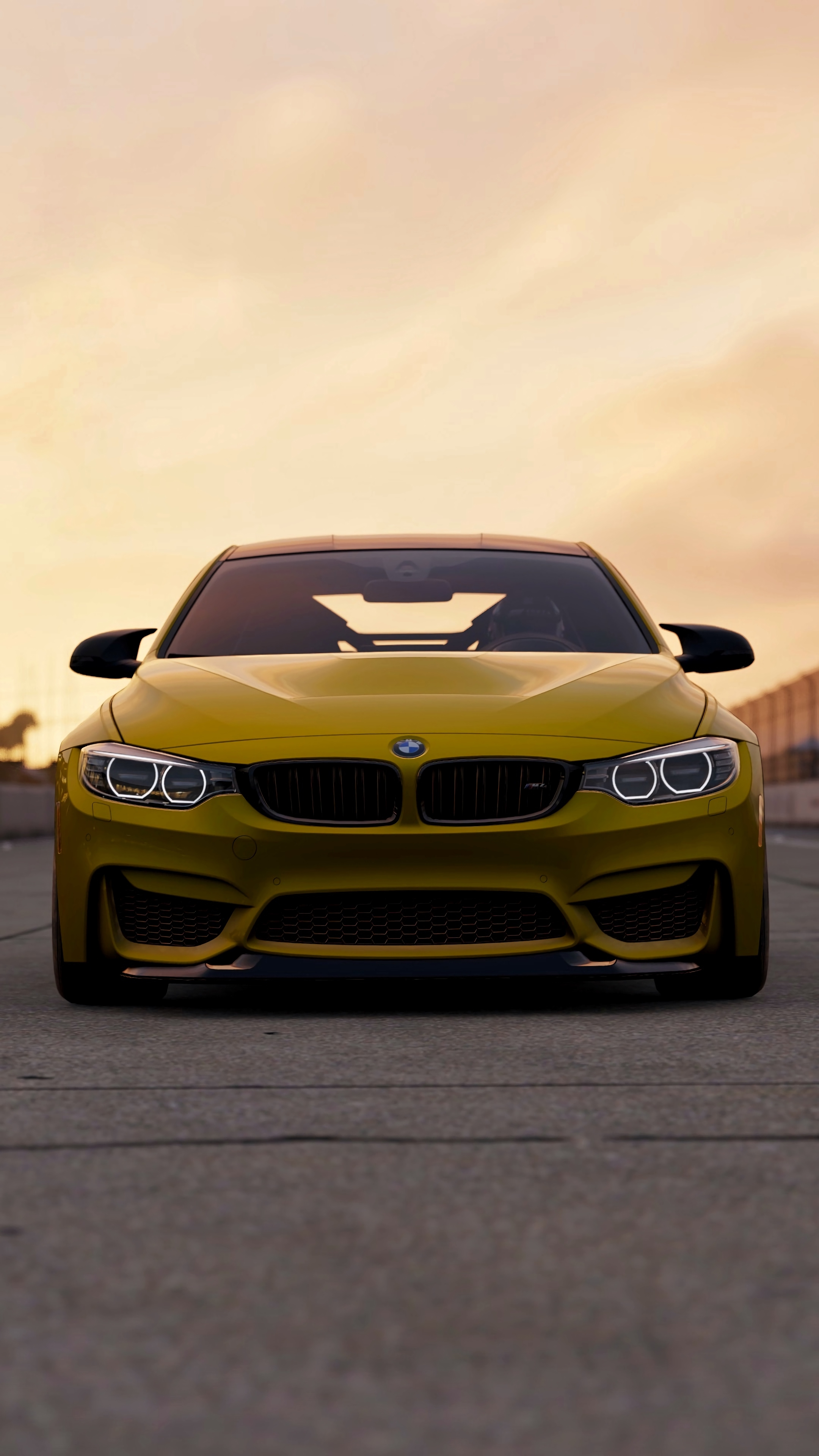 Wallpapers BMW M3 yellow front view on the desktop