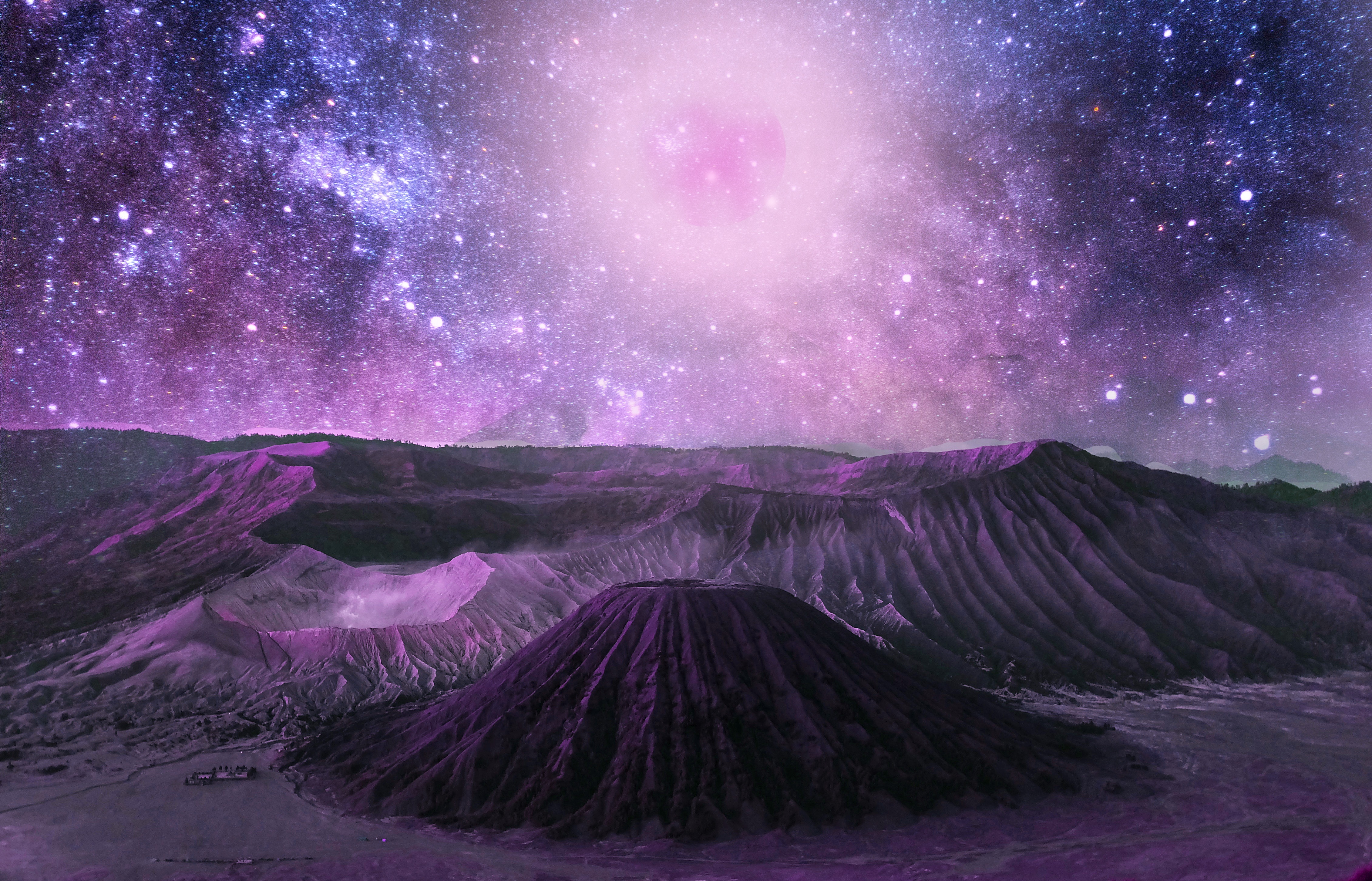 Wallpapers hills space galaxy on the desktop
