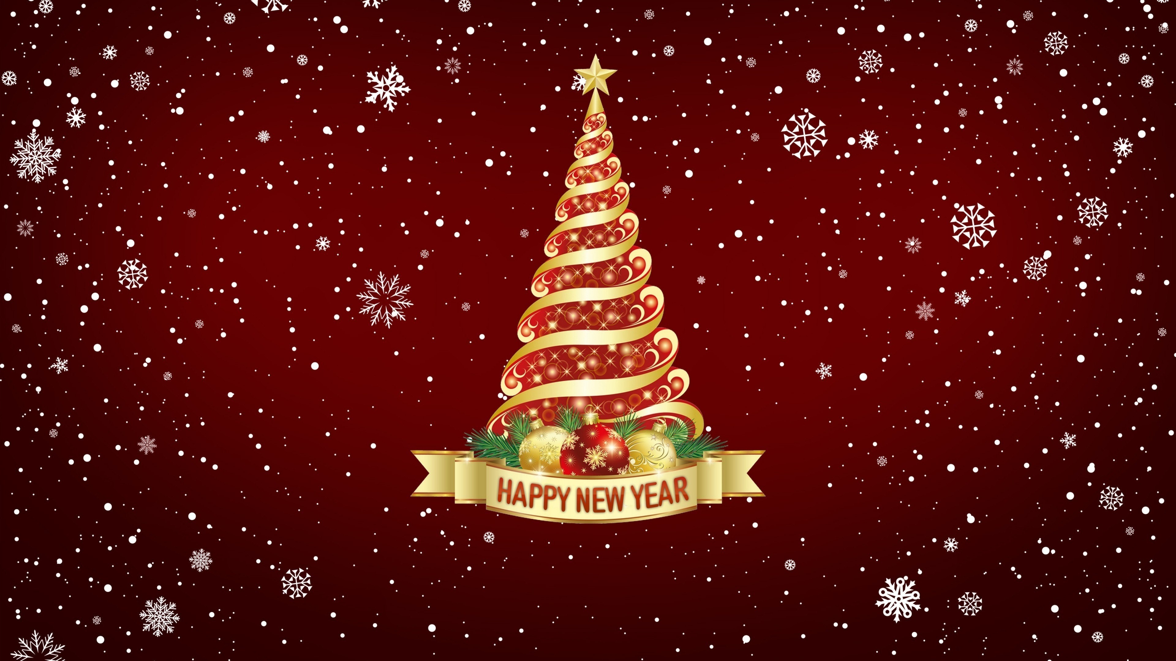Wallpapers happy new year 2020 christmas tree snow on the desktop