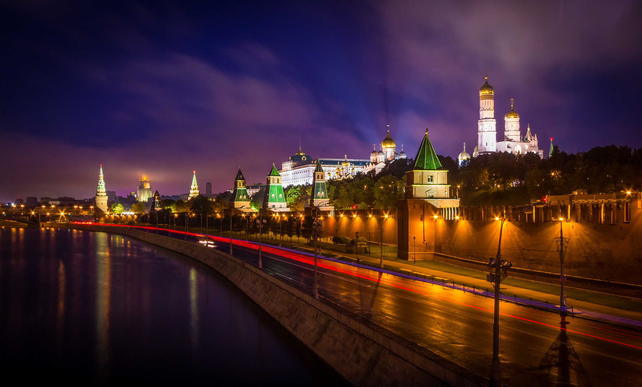 Wallpapers city road Moscow Kremlin on the desktop