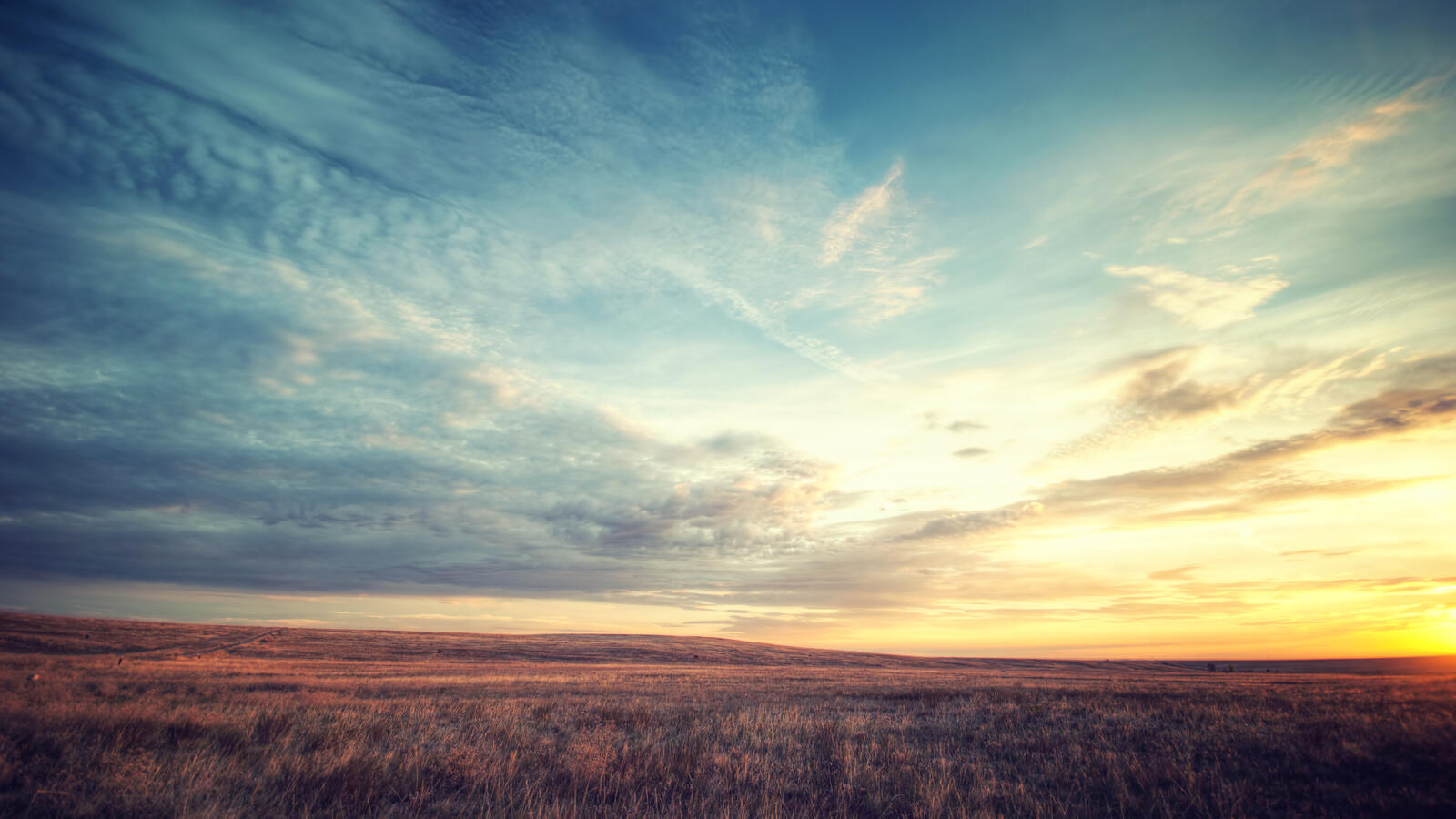 Бесплатное фото Ровное поле на закате