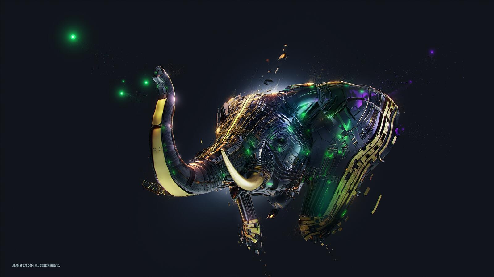 Wallpapers elephant artistic colorful on the desktop
