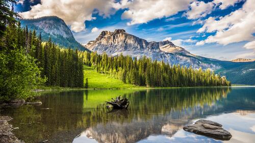 Beautiful scenery on emerald lake
