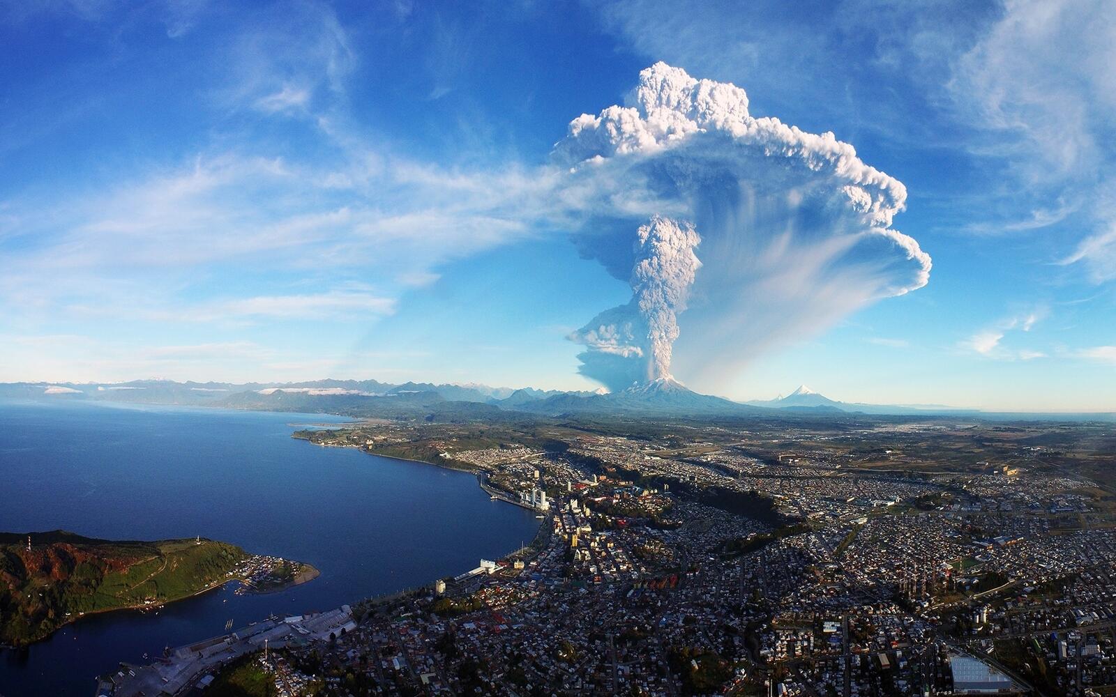 Обои вулкан пепел небо на рабочий стол