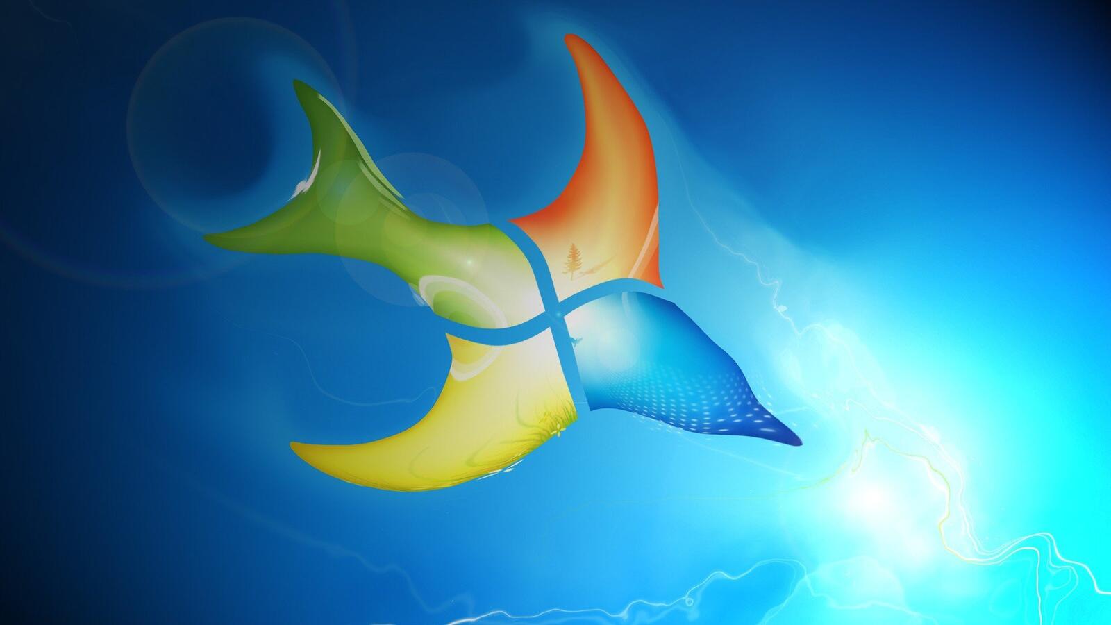 Бесплатное фото Логотип Windows 7 в виде птицы