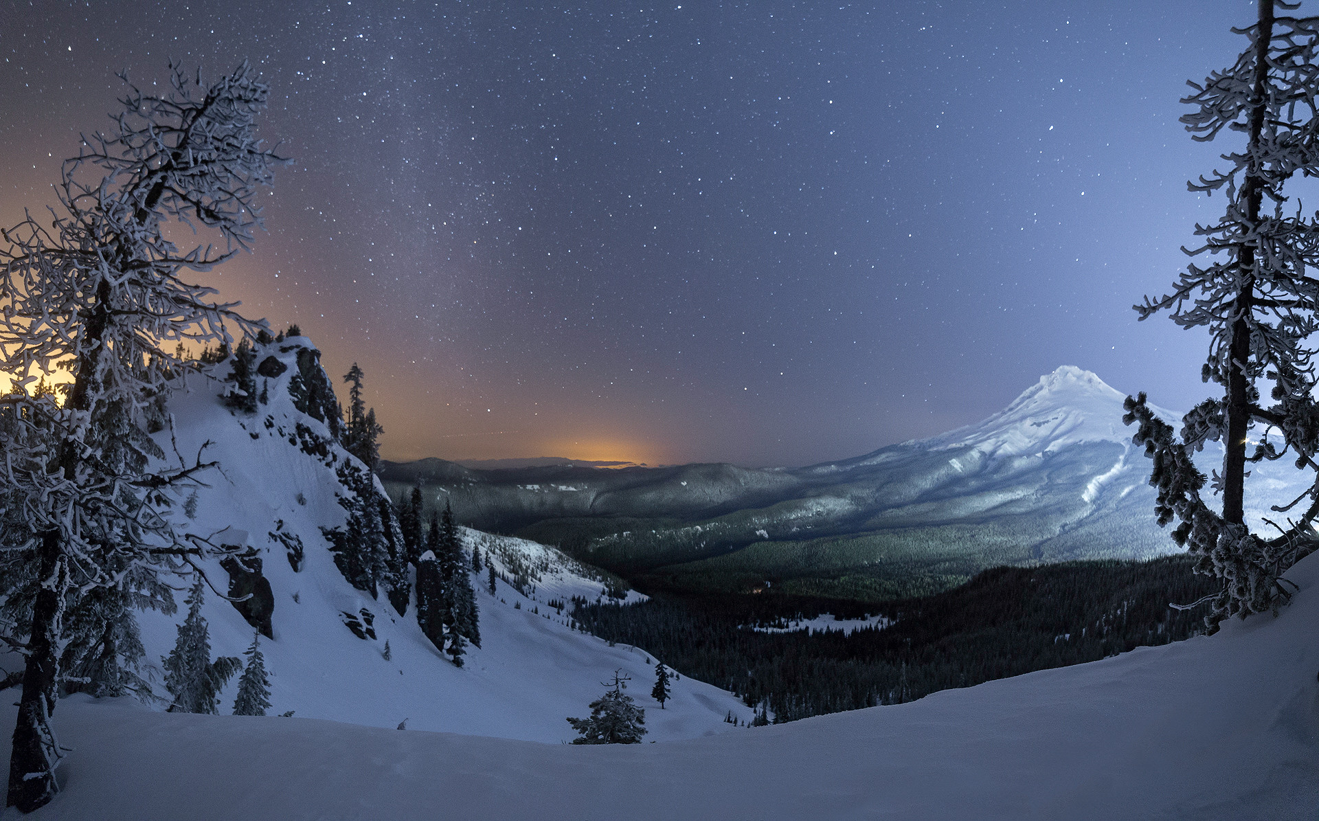 Фото Худ зимой Гора Портленд штат Орегон - бесплатные картинки на Fonwall
