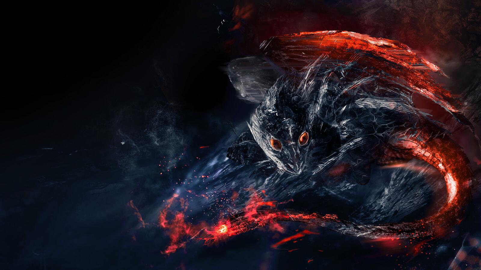 Wallpapers dragon flames fantasy creatures on the desktop