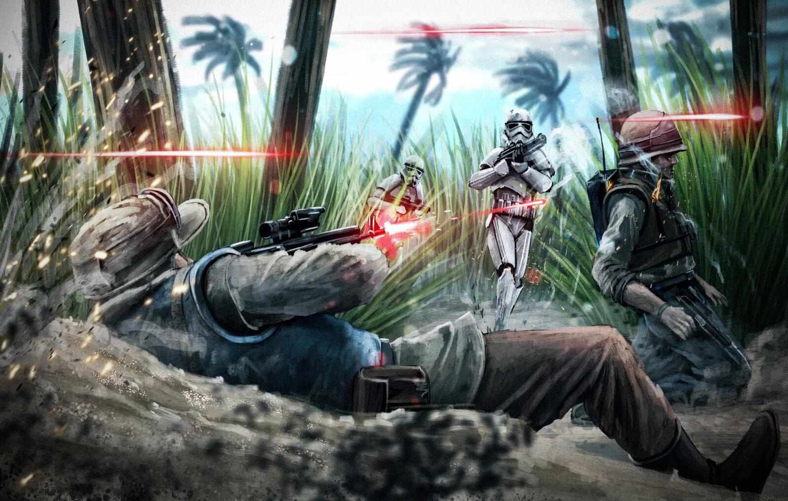 Wallpapers star wars stormtroopers battle on the desktop