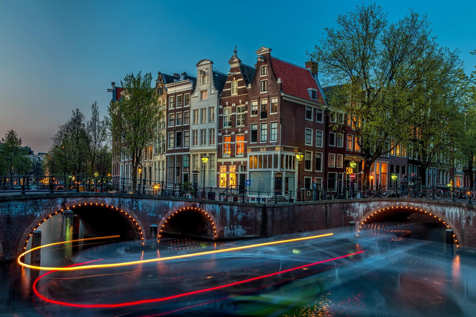 Обои Амстердам Нидерланды мост на рабочий стол