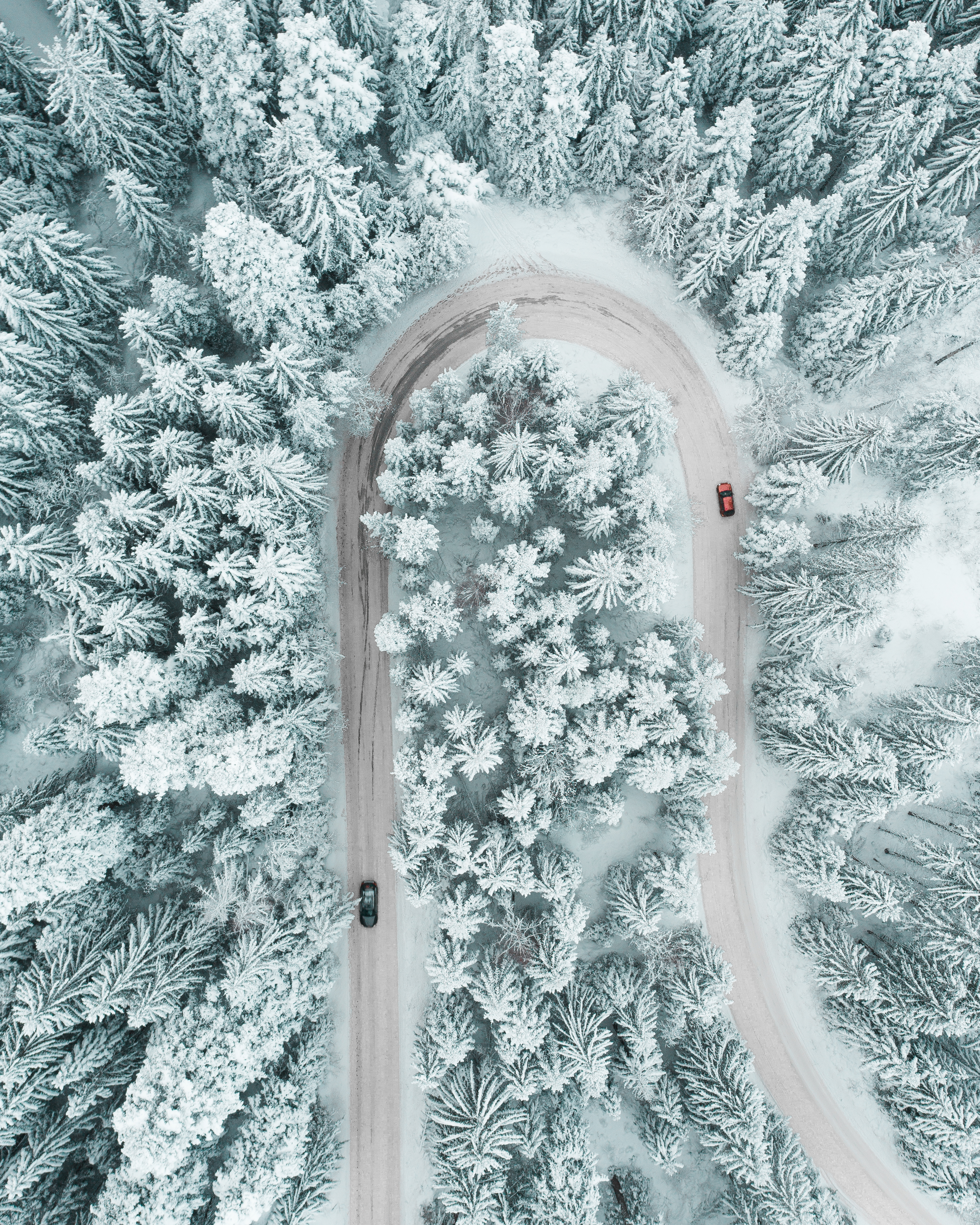 Фото бесплатно обои зима, дорога, вид с воздуха