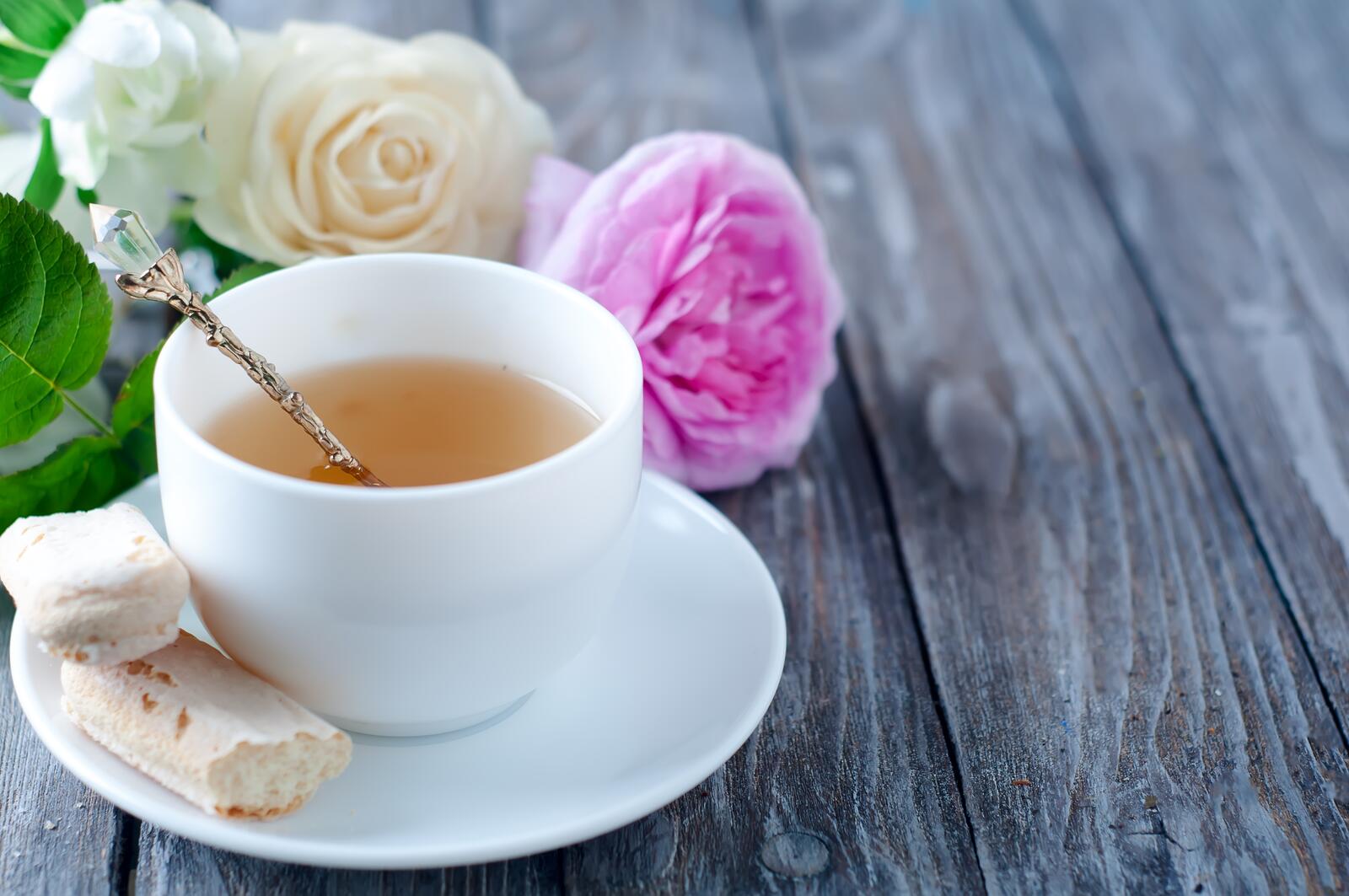 Wallpapers tea pink roses cup on the desktop