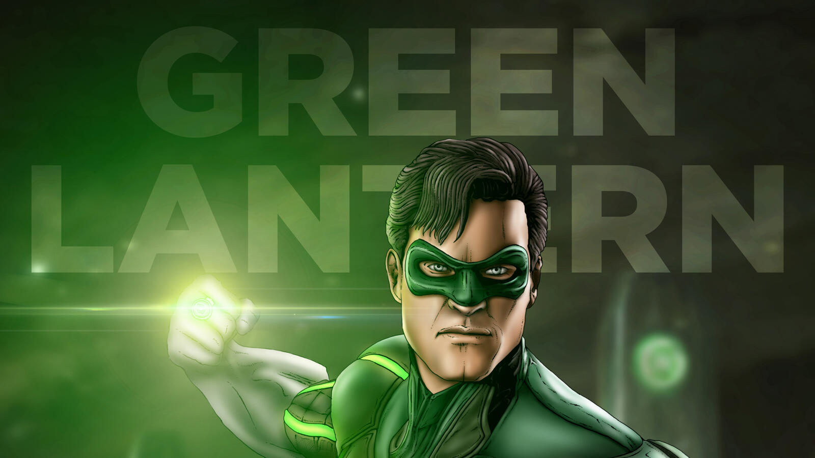 Обои зелёный фонарь супергерои художник на рабочий стол