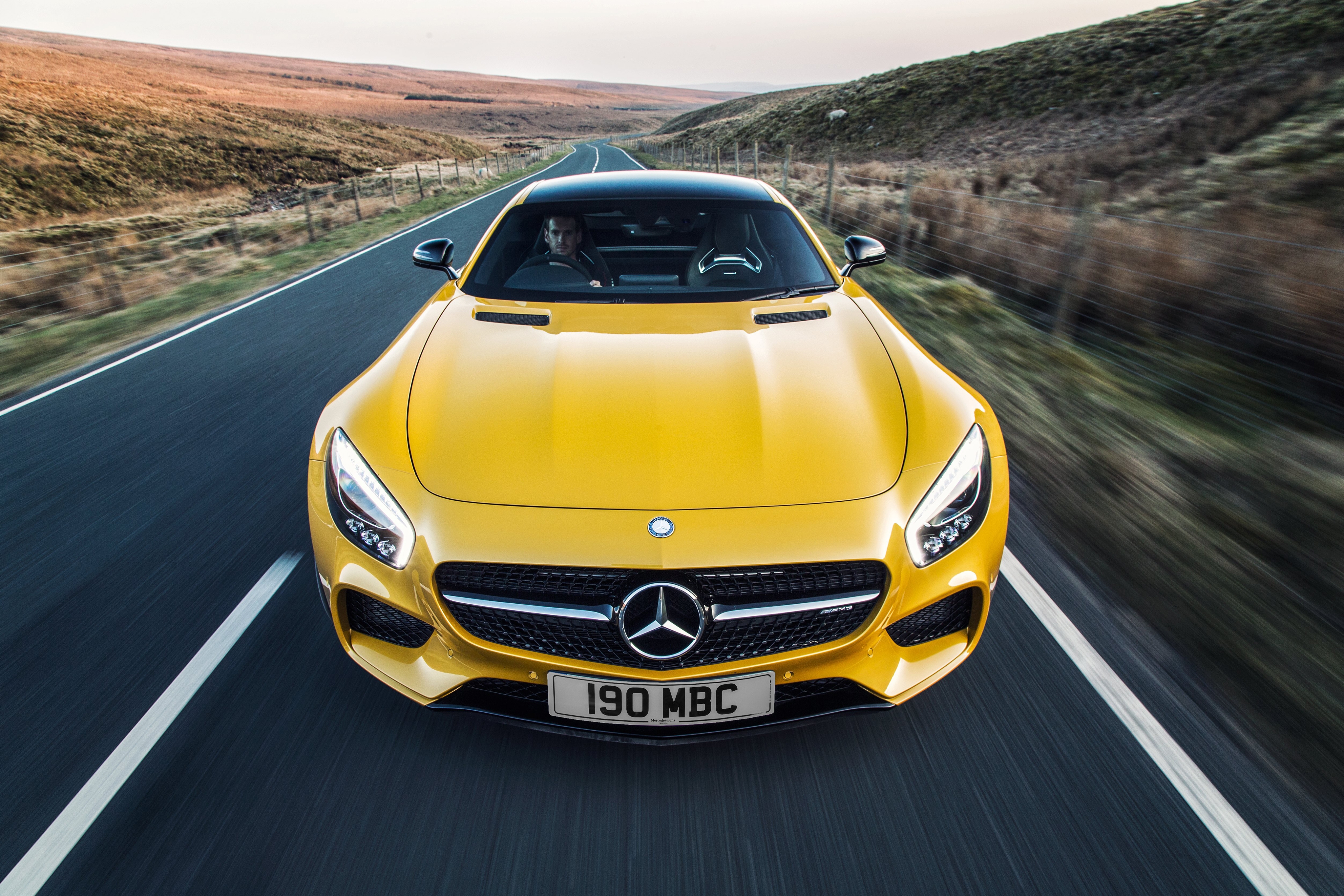 Wallpapers Mercedes Amg GT front view yellow on the desktop