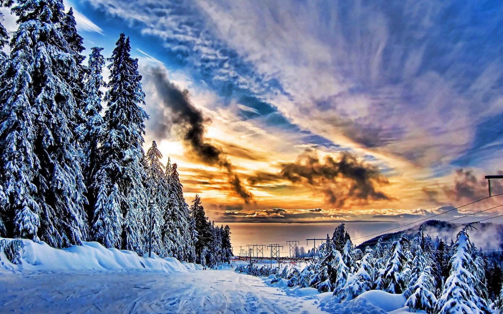 Wallpapers snow landscape beautifully on the desktop