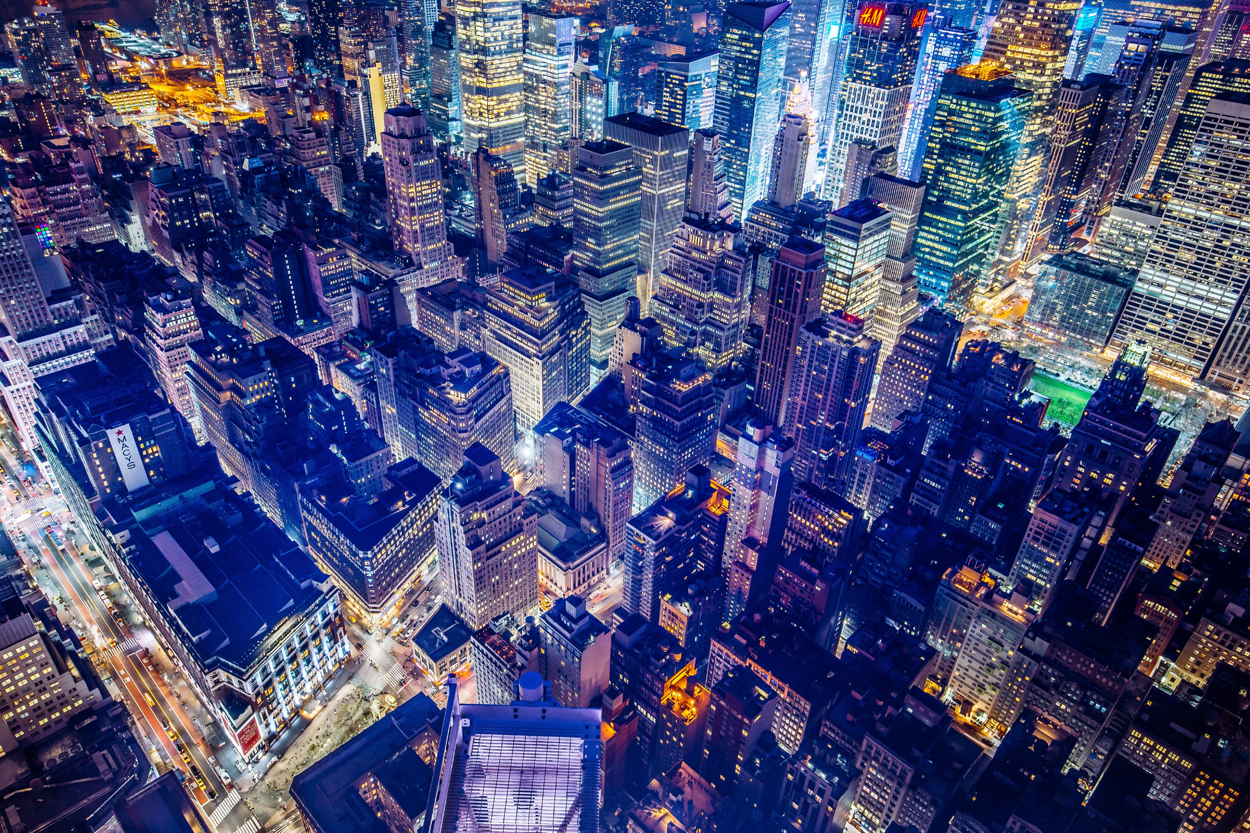 Обои фото с высоты ночной город город на рабочий стол