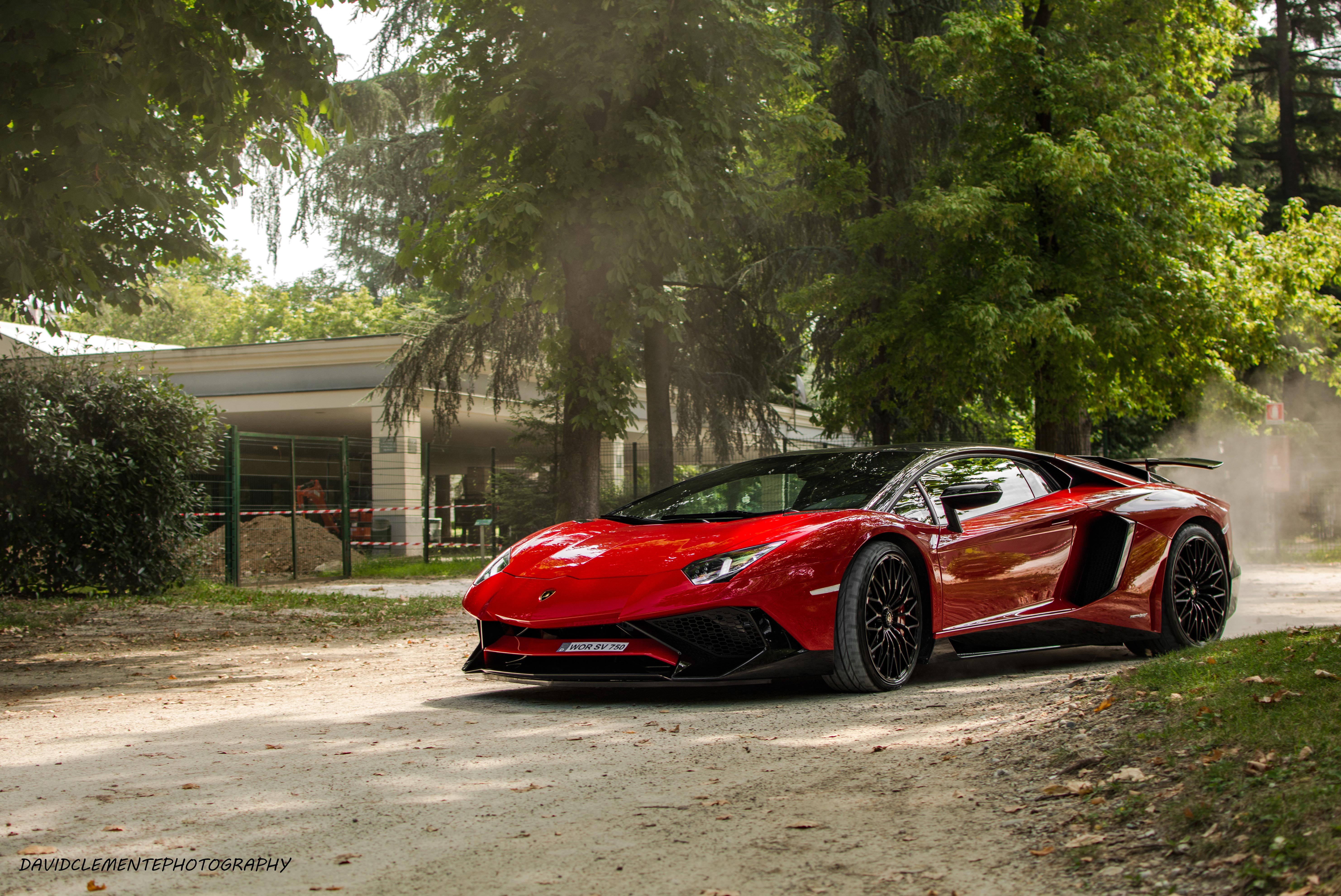 Photo free Lamborghini, red, country road