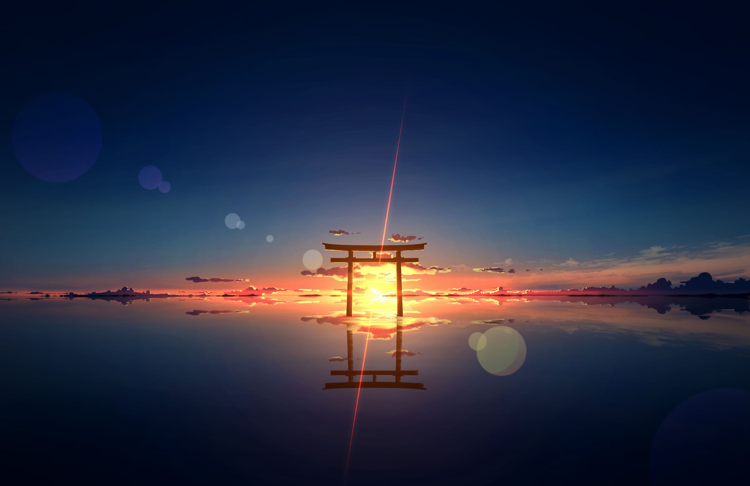 Wallpapers temple torii water on the desktop