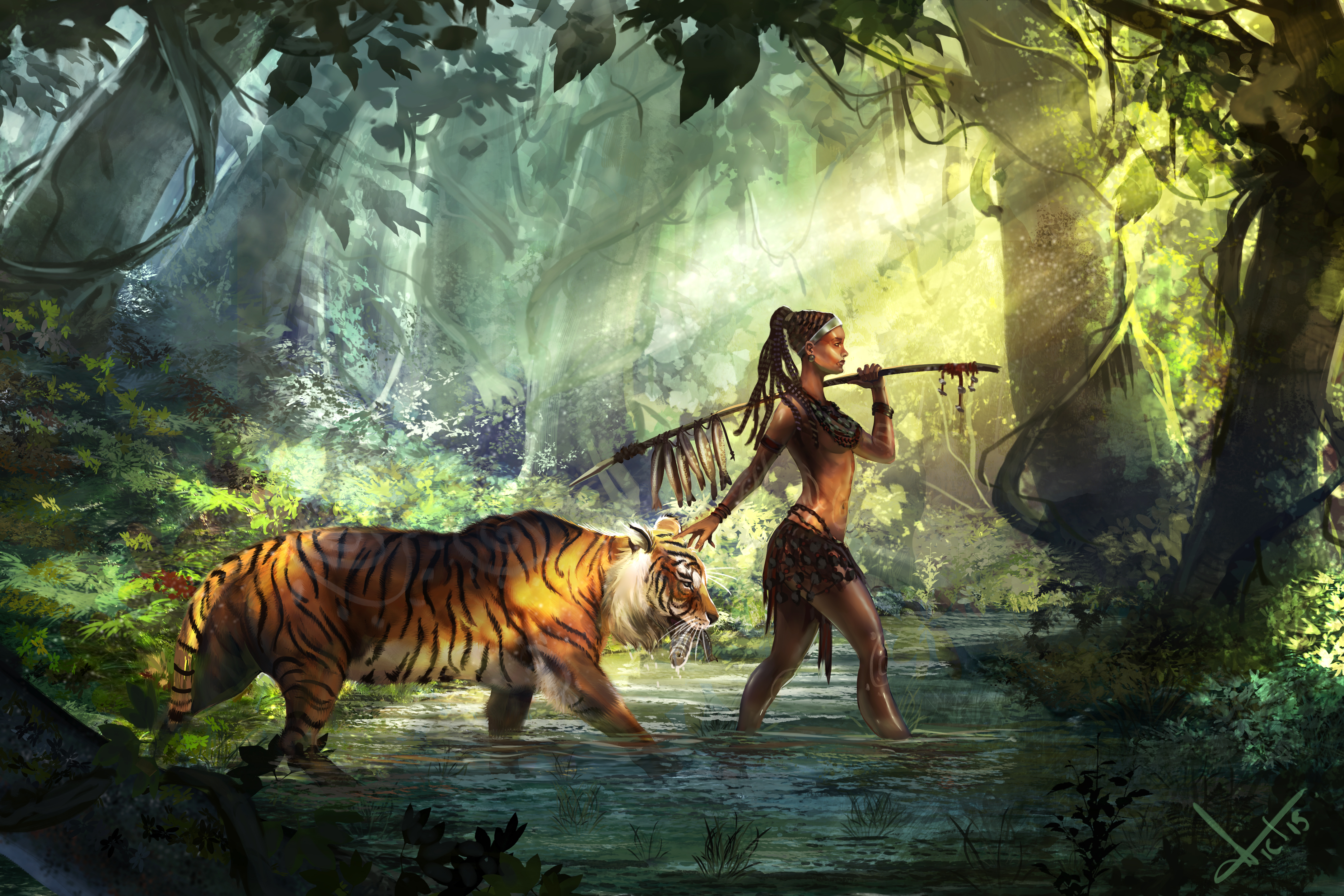 Wallpapers tiger rendering artwork on the desktop