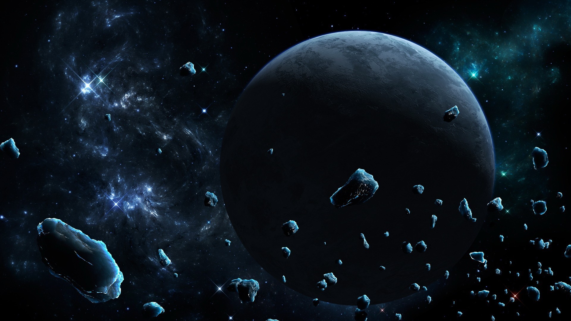 Бесплатное фото Метеориты в космическом пространстве