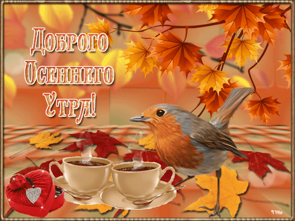 Postcard card morning autumn tea - free greetings on Fonwall