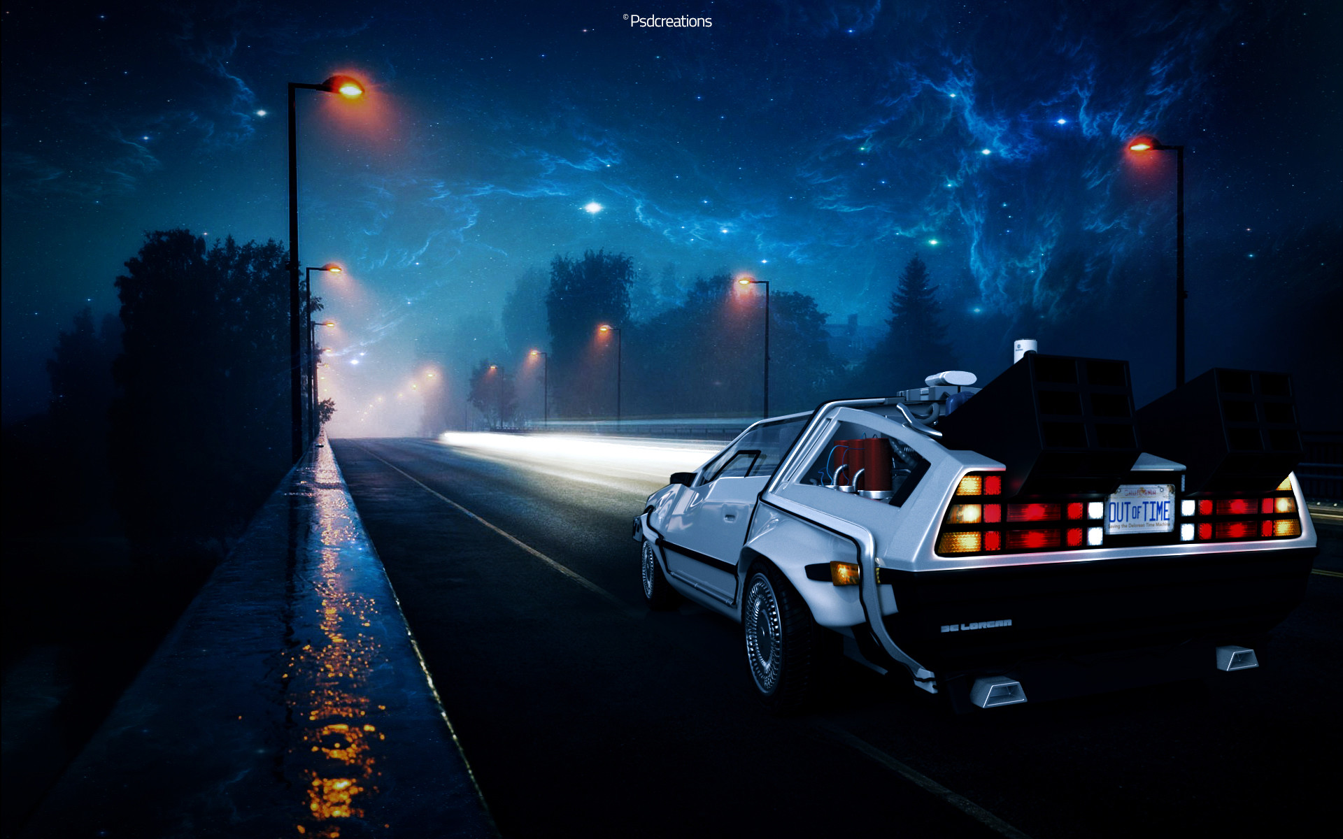 Wallpapers back to the future street night on the desktop