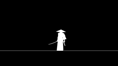 Drawing of a samurai with a sword