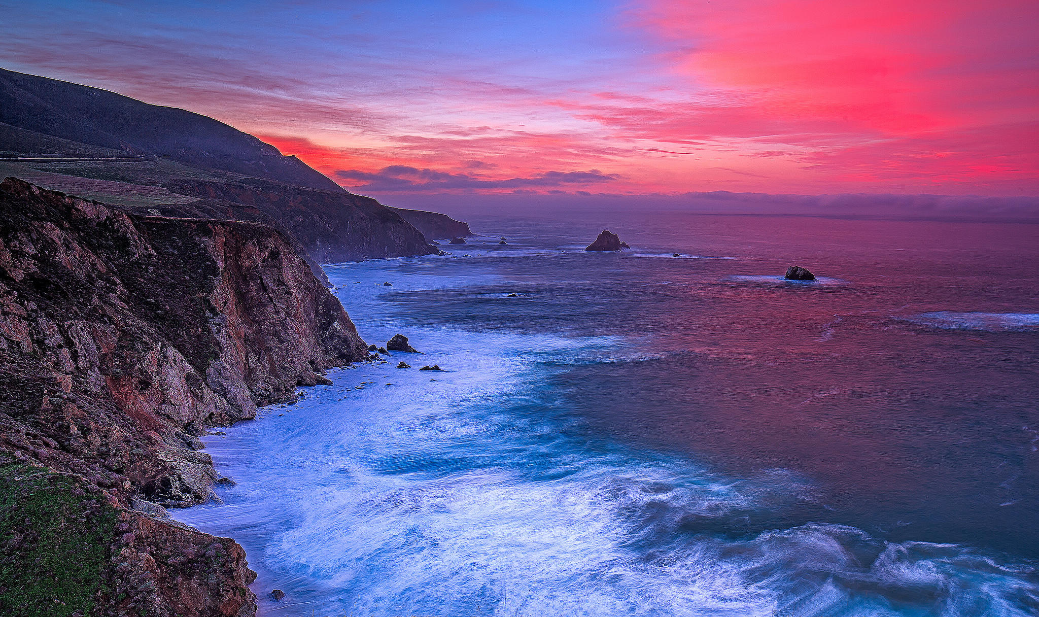 桌面上的壁纸加利福尼亚州 太平洋沿岸 日落
