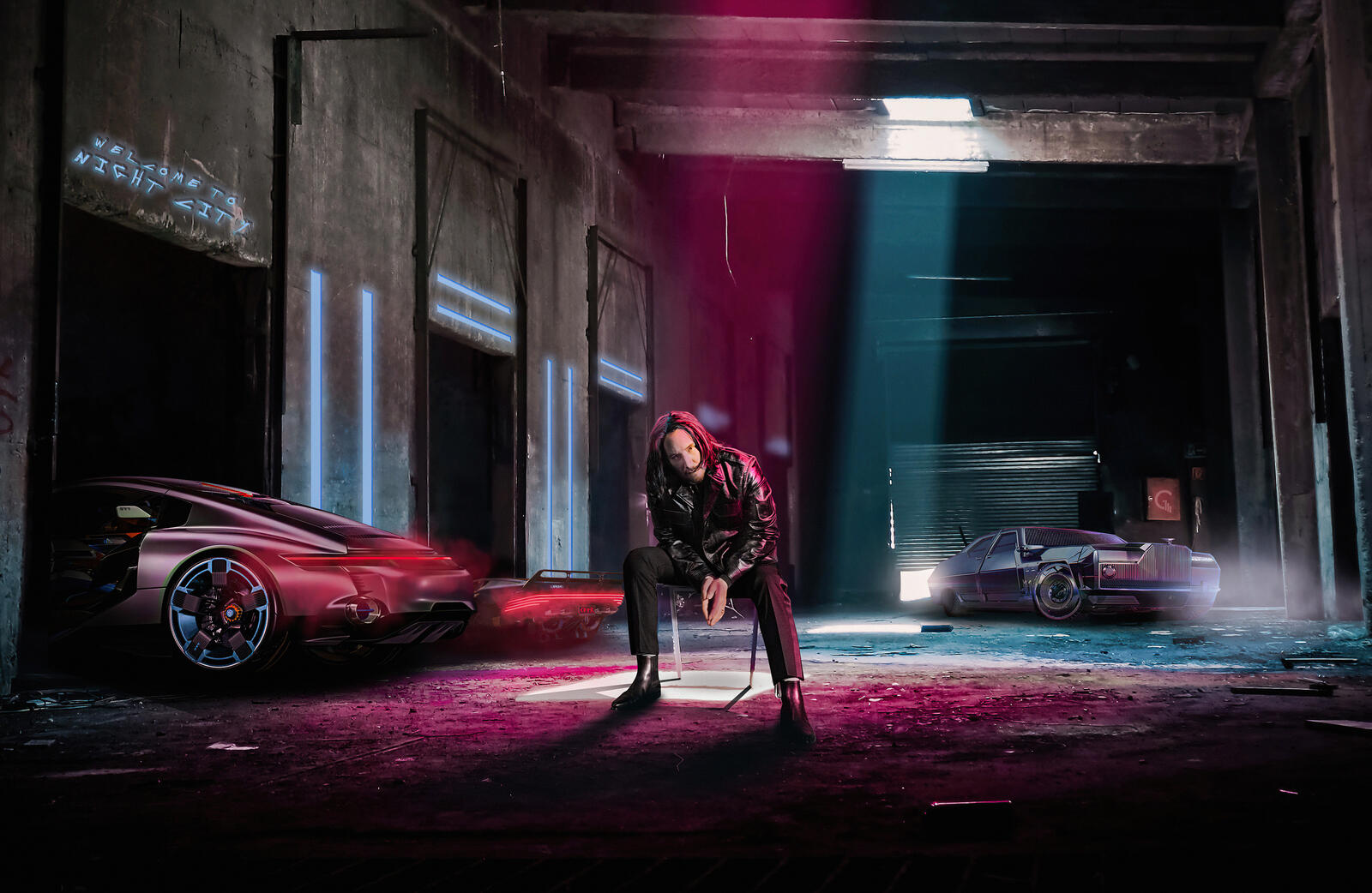 Wallpapers Keanu Reeves cars cyberpunk 2077 on the desktop