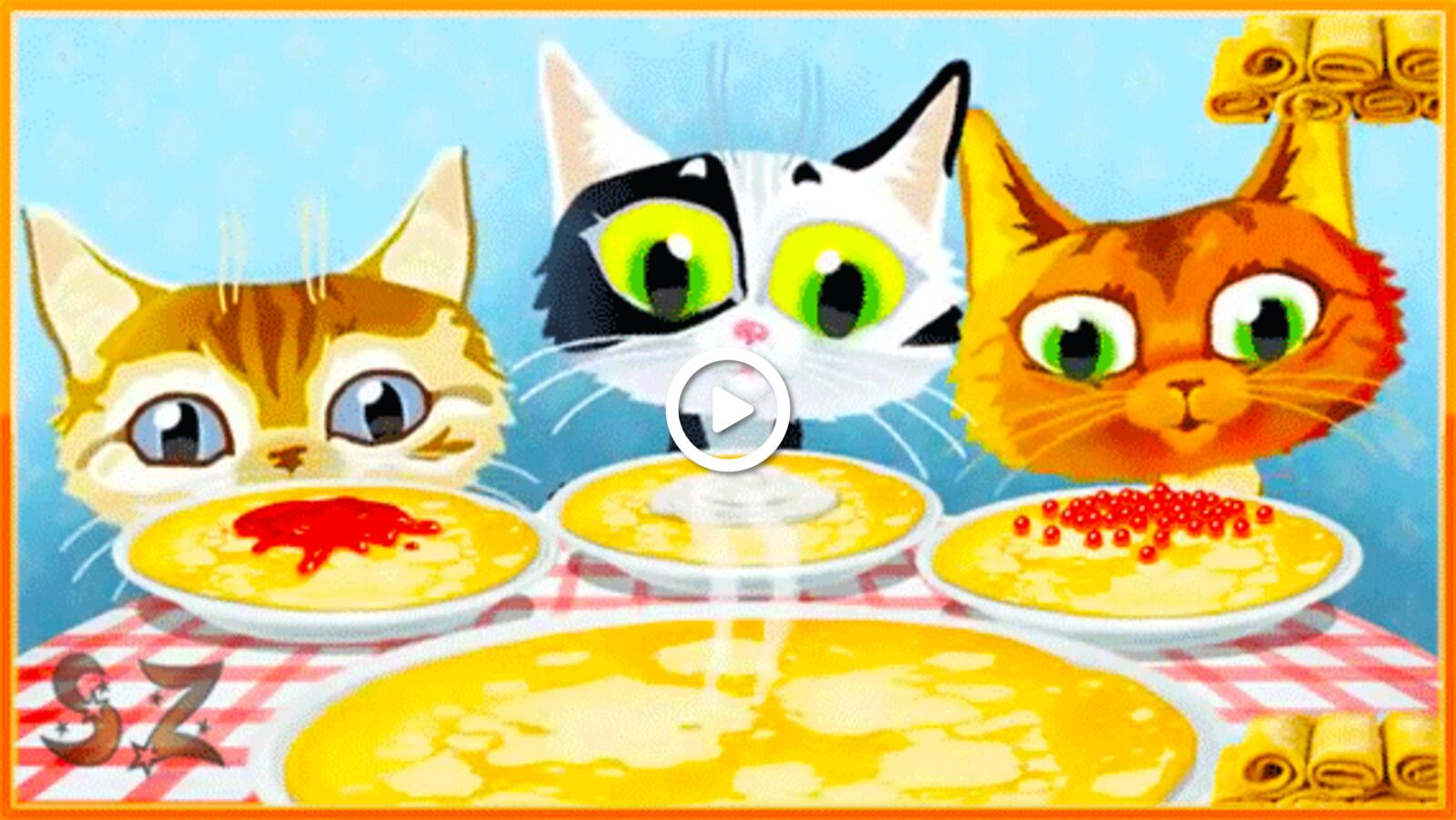 A postcard on the subject of pancakes cats caviar for free